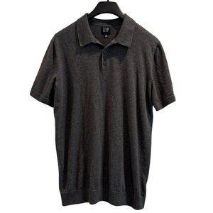 GAP Men’s Polo Shirt M Tall Charcoal Gray Short Sleeve Knit Cotton Blend Classic